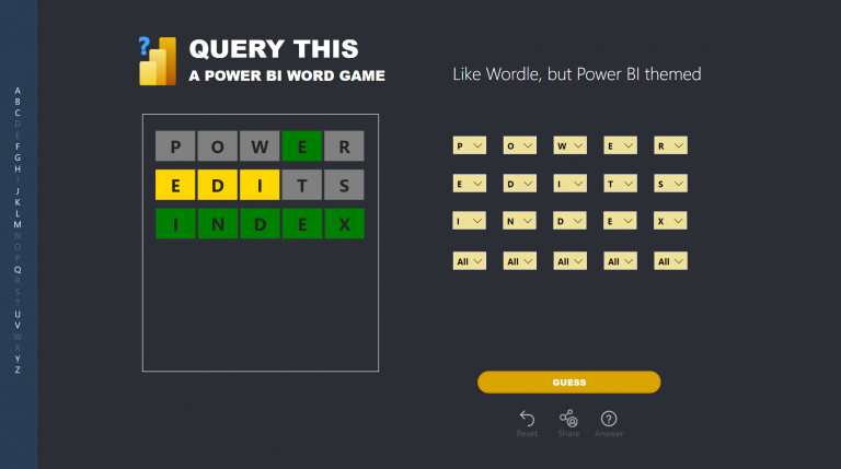 Power BI Word Game